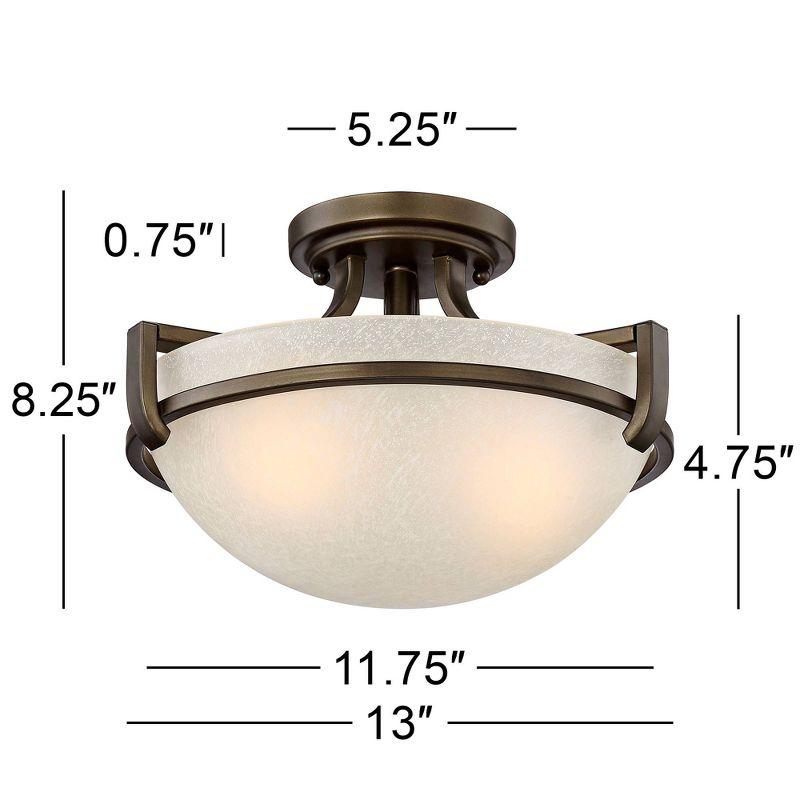 16" Bronze and Champagne Glass Bowl Ceiling Light