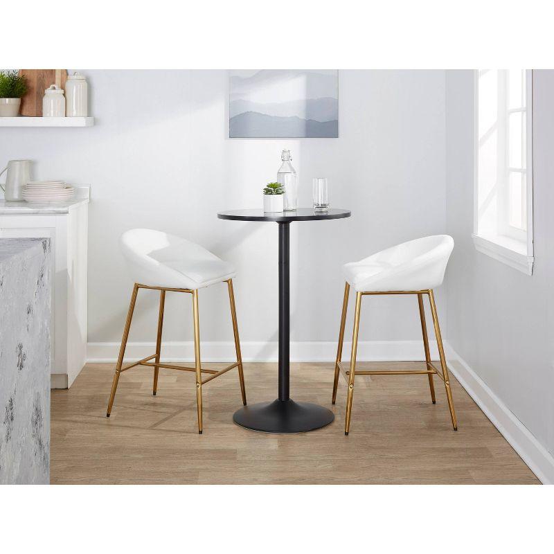 LumiSource Set of 2 26" Matisse Glam Counter Height Barstools Gold Metal Frame/White Faux Leather