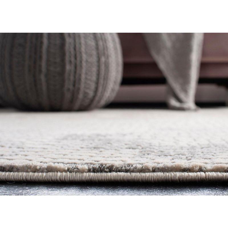 Abstract Gray Hand-Knotted Easy Care Synthetic Area Rug