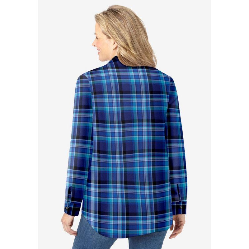 Woman Within Women's Plus Size Pintucked Flannel Shirt