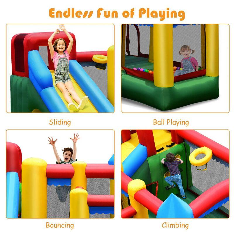 Costway 5-In-1 Inflatable Bounce Castle with Basketball Rim & Climbing Wall w/ 735W Blower