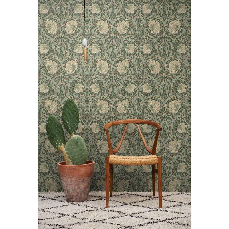 NextWall Pimpernel Floral Peel and Stick Wallpaper: Vintage Green Botanical Vinyl, Repositionable & Washable, 40.5 Sq Ft Coverage