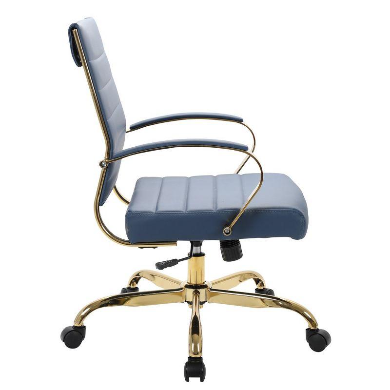 Everly Quinn Naudain Leather Office Chair – Modern Executive Swivel Task Chair with Wheels, Adjustable Height & Padded Arms for Desk or Conference Room