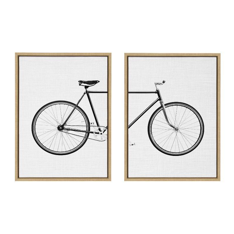 Kate and Laurel Sylvie Bicycle Framed Canvas by Simon Te of Tai Prints, 2 Piece 18x24, Natural