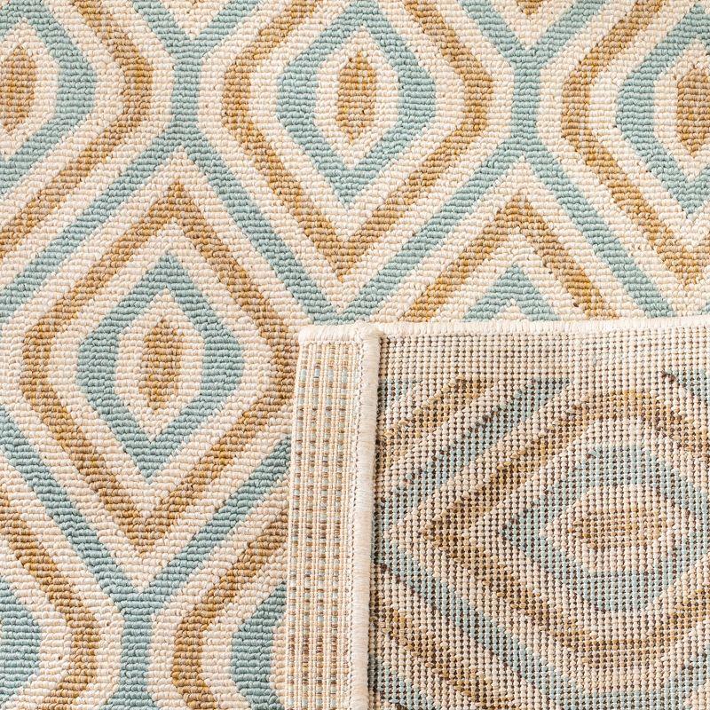 Veranda VER003 Power Loomed Indoor/Outdoor Area Rug - Cream/Aqua - 6'7"x9'6" - Safavieh.