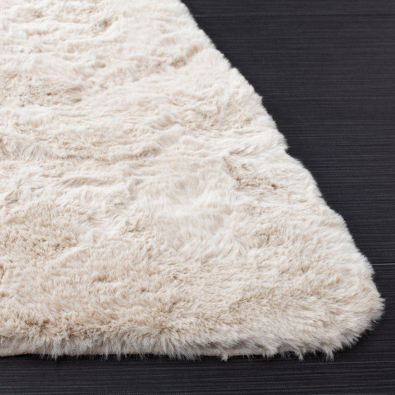 Luxurious Hand-Knotted Faux Sheepskin Shag Area Rug, Beige 2' x 3'