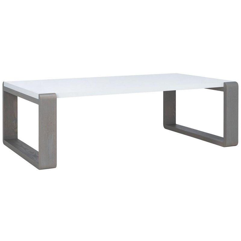 White and Grey Lacquered Wood Rectangular Coffee Table