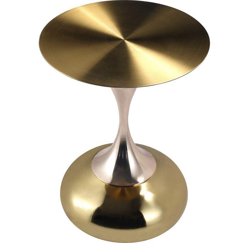 LeisureMod Wide Side Table with Gold Stainless Steel Top Round Accent Table and Pedestal Base Modern End Table Savoy Series