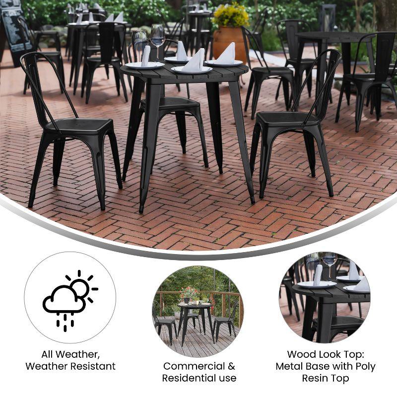 Flash Furniture Declan Commercial Grade Indoor/Outdoor Dining Table, 30" Round All Weather Black Poly Resin Top with Black Steel Base