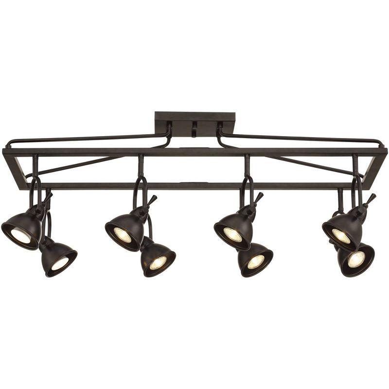 Pro Track Kane 8-Head LED Ceiling Track Light Fixture Kit Spot Light GU10 Directional Brown Bronze Finish Metal Farmhouse Rustic Cage Kitchen 36" Wide