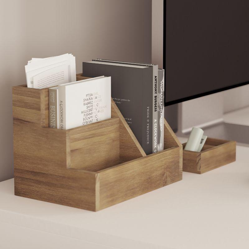 Merrick Lane 3 Piece Metal and Wood Desk Organizer Set for Desktop, Countertop, or Vanity