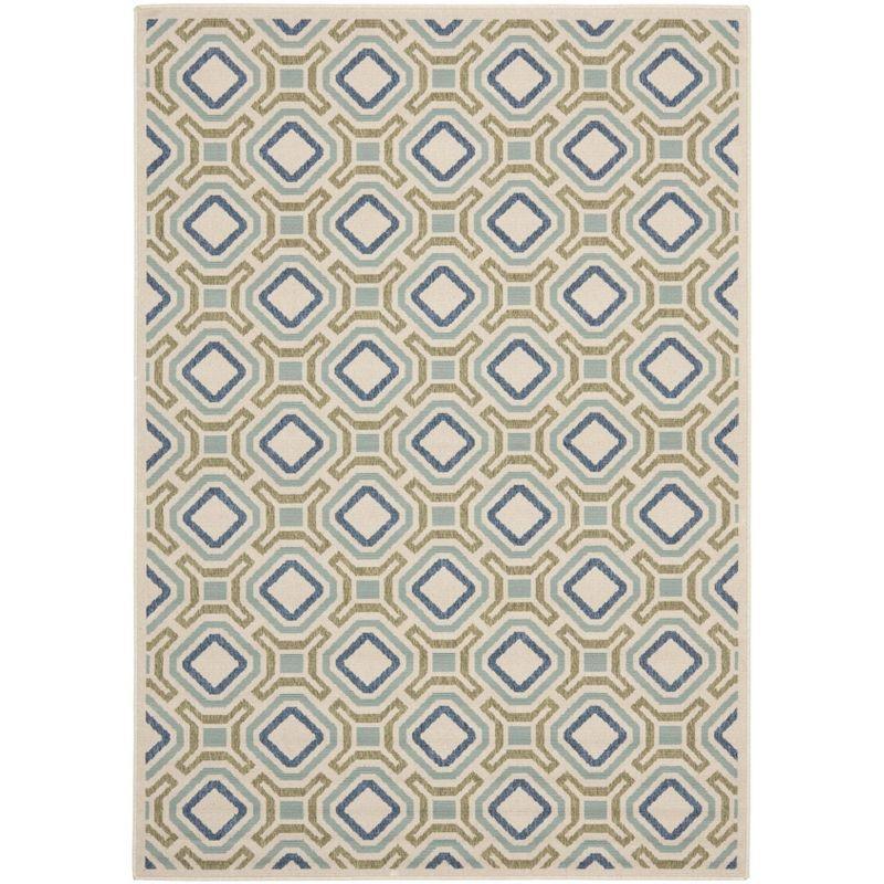 Veranda VER089 Power Loomed Indoor/Outdoor Area Rug - Cream/Green - 5'3"x7'7" - Safavieh