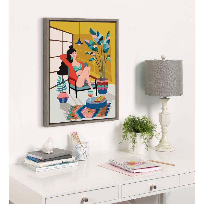 18" x 24" Sylvie Plant Lady Framed Canvas by Rachel Lee Gray - Kate & Laurel All Things Decor: Modern Style, Plastic Frame