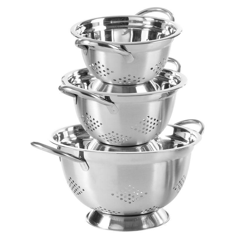 Oster Metaline 3 Piece Stainless Steel Kitchen Colander Set in Silver