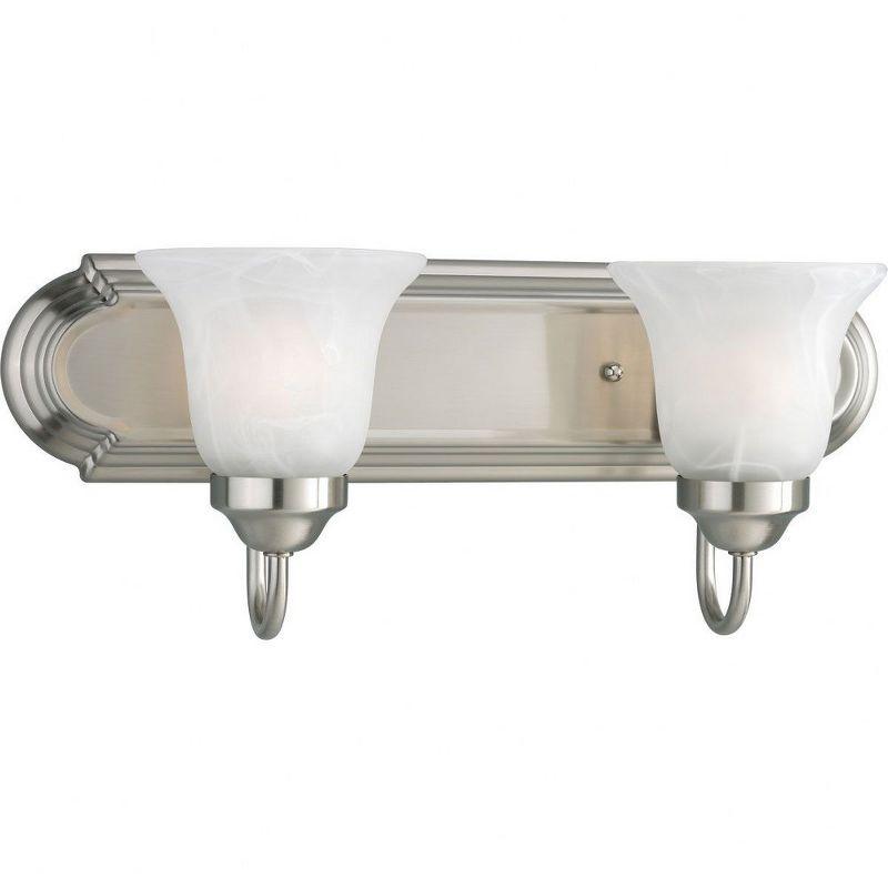 Progress Lighting Builder Collection 2-Light Wall Light in Brushed Nickel with Alabaster Glass Shade