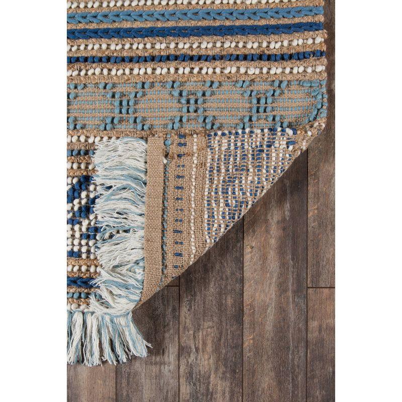 3'9"x5'9" Esme Area Rug Blue - Momeni: Handmade Wool & Jute, Low Pile, Geometric Pattern, Indoor Use