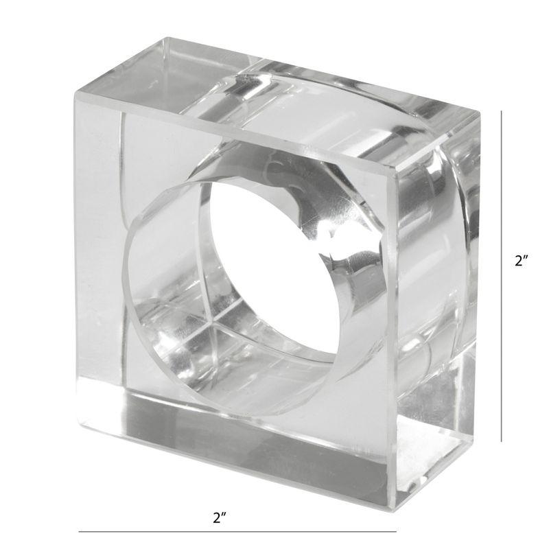 Clear Glass Square Napkin Rings Set of 4