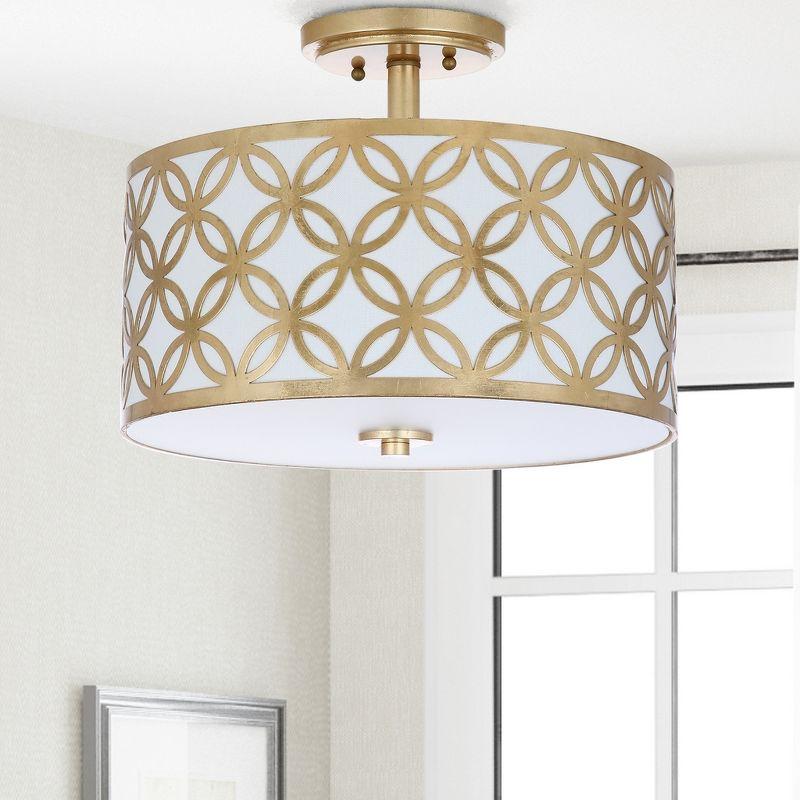 Contemporary Gold Geometric 15" Drum Flush Mount Ceiling Lamp