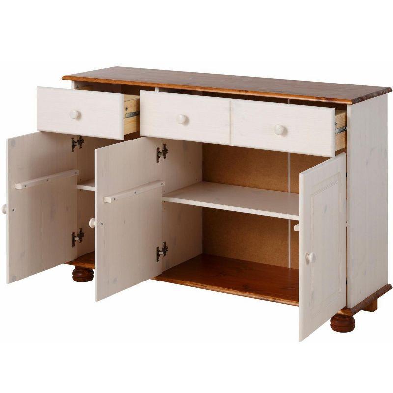 RealRooms Chester Sideboard with 3 Drawers and 2 Cabinets, White and Honey