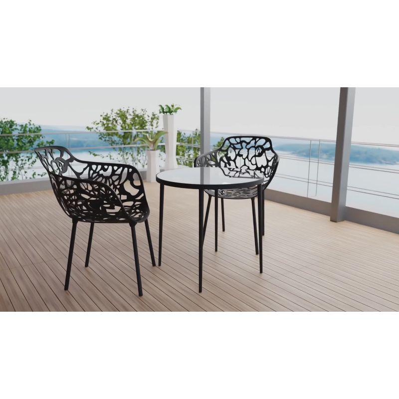 LeisureMod Devon Aluminum Stackable Outdoor Dining Armchair Set of 2, Purple