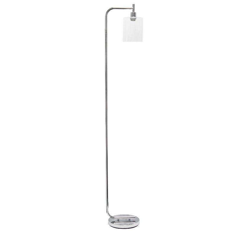 Adjustable Silver Arc Floor Lamp with Glass Shade