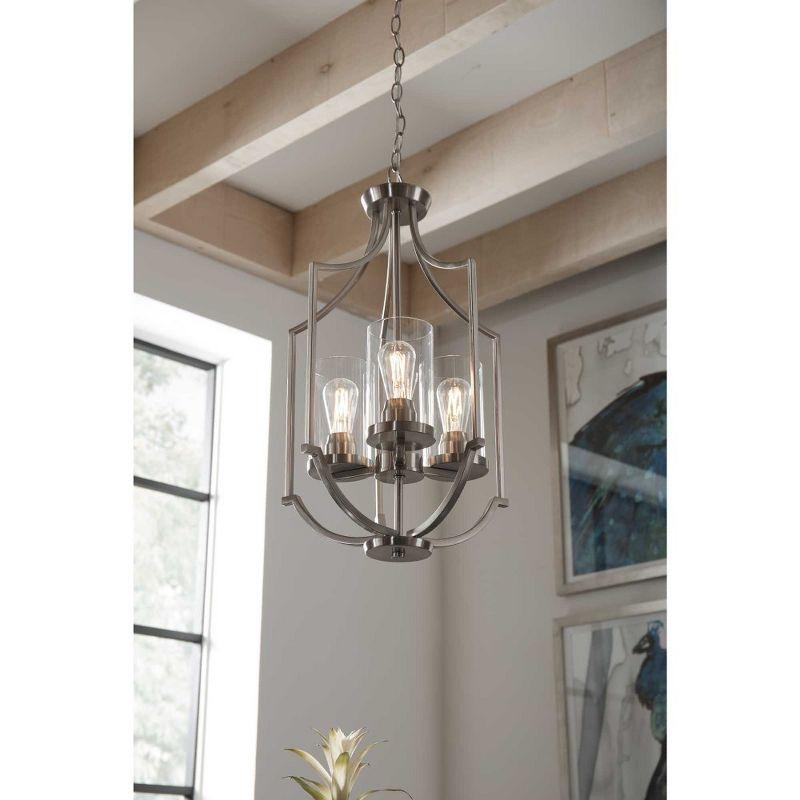 Progress Lighting Lassiter 3-Light Foyer Brushed Nickel Pendant with Clear Glass Shades