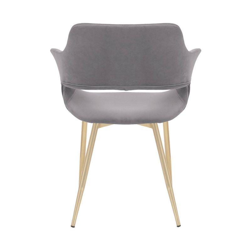 Gigi Velvet Metal Dining Room Chair Gray - Armen Living: Gold Legs, Ergonomic Back, Set of 2