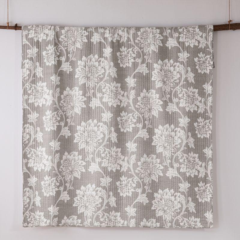 Sanira Taupe Floral Quilt Set - Full/Queen Quilt and Two Standard Pillow Shams Taupe - Levtex Home