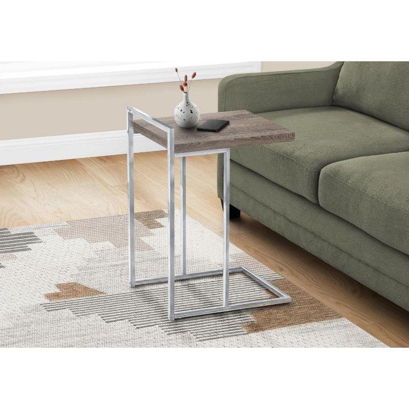 Monarch Specialties Accent Table, C-shaped, End, Side, Snack, Living Room, Bedroom, Brown Laminate, Chrome Metal, Contemporary, Modern