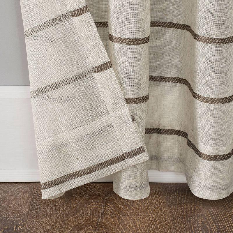 Clean Window Aso Twill Stripe Anti-Dust Linen Blend Sheer Curtain Panel