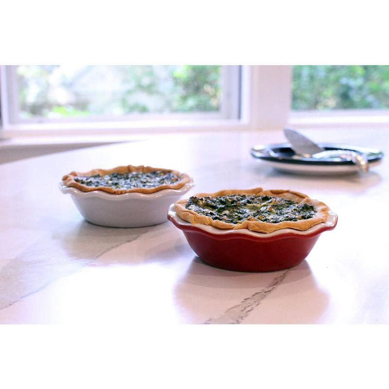 Pearl Gray Ceramic Fluted Edge Mini Pie Dish Set