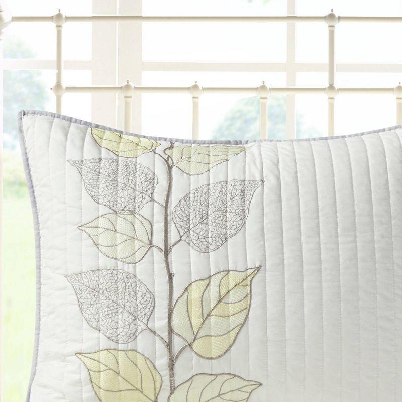 6 Piece Embroidered Quilt Set with Throw Pillows