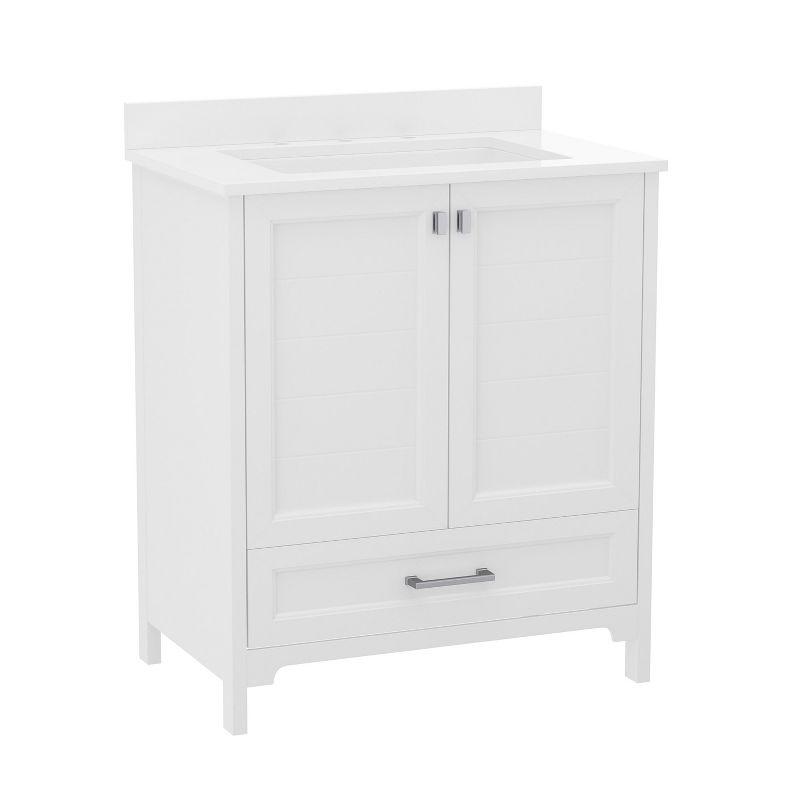 Flash Furniture 30 Inch Bathroom Vanity with Undermount Sink, Cabinet, and Drawer in White