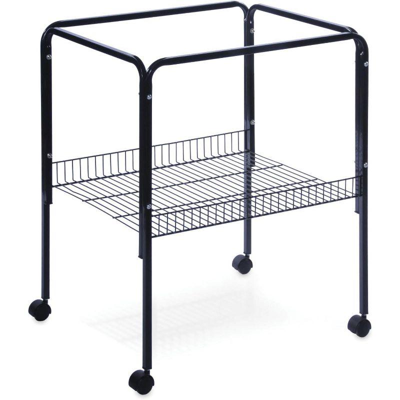 Black Tubular Steel Rolling Bird Cage Stand with Shelf