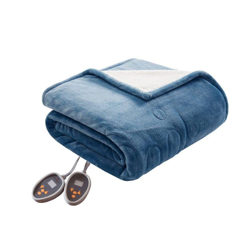 Woolrich Woolrich Heated Plush to Berber Blanket,Sapphire Blue,Twin