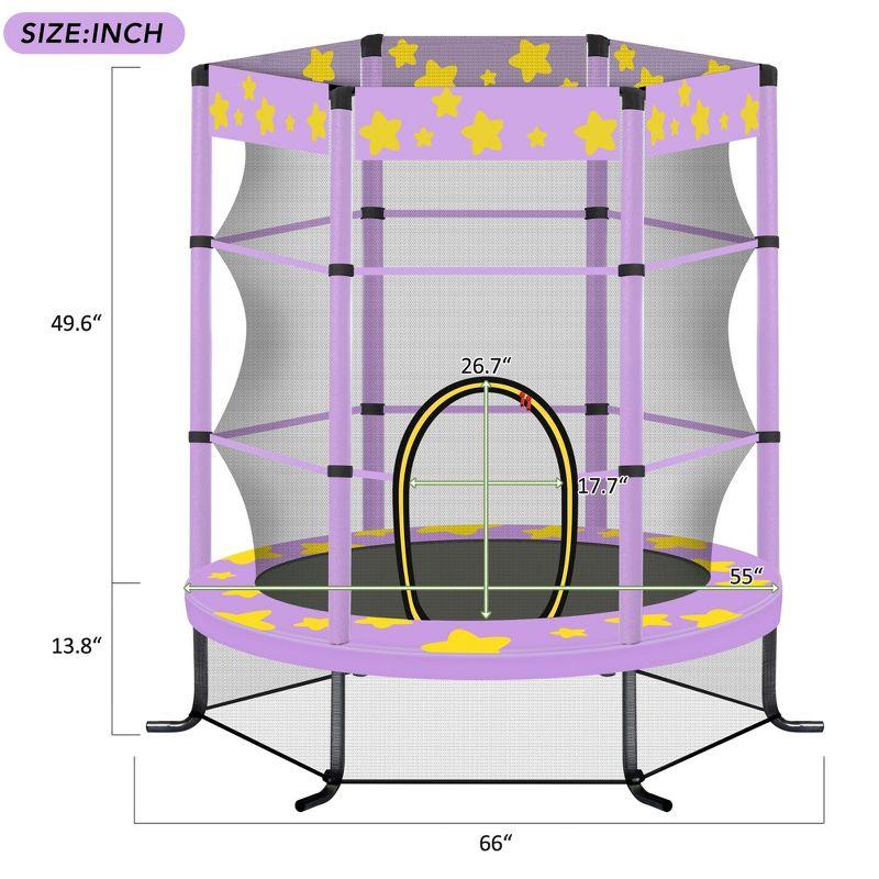 wendeway 55 Inch Kids Trampoline With Safety Enclosure Net | Wayfair