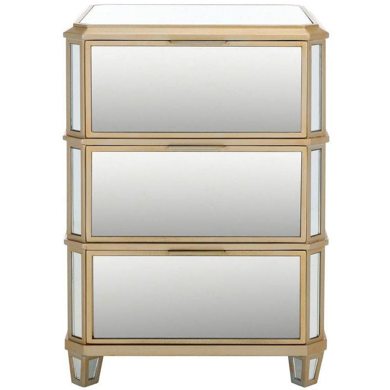 Transitional 3-Drawer Mirrored Nightstand in Transparent Finish