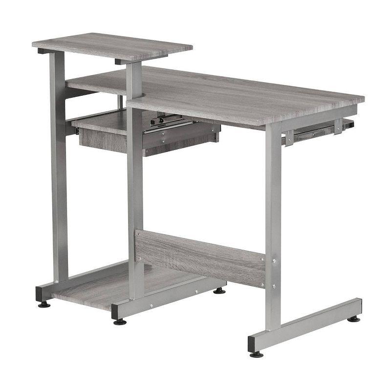 Complete Computer Workstation Desk Gray - Techni Mobili: With Drawer, Steel Frame, MDF Surface