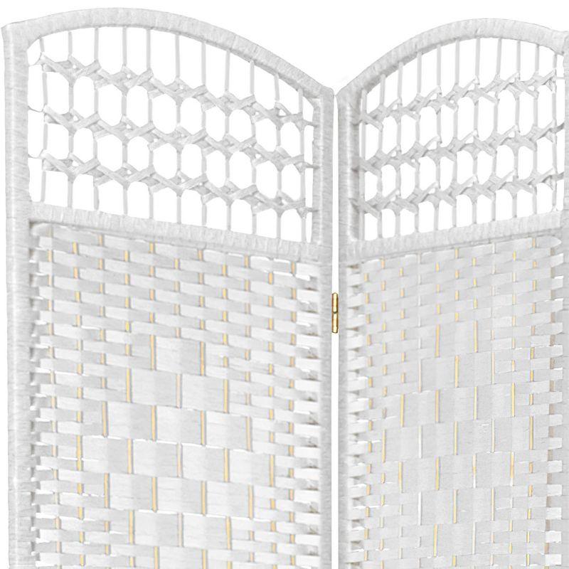 5 1/2 ft. Tall Fiber Weave Room Divider - White (3 Panels): Hardwood, Metal Hinges, Indoor Use, No Assembly Required