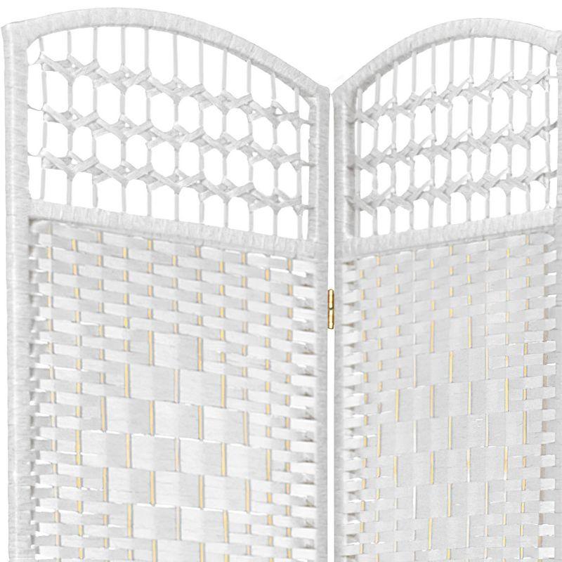 Elegant White Fiber Weave 3-Panel Floor Room Divider