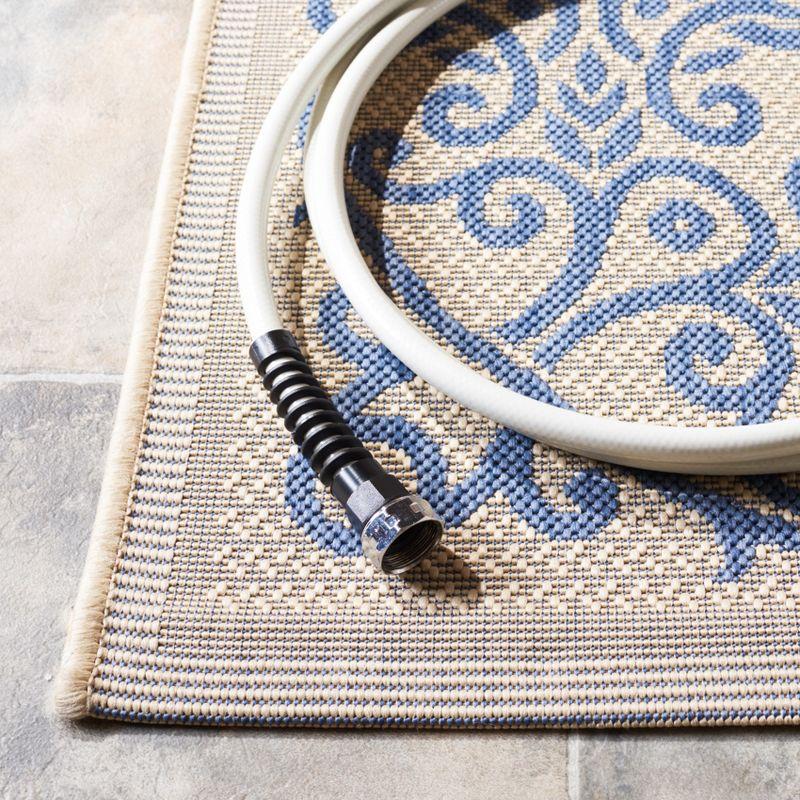 Courtyard CY1588 Power Loomed Indoor and Outdoor Runner Rug - Natural/Blue - 2'3"x10' - Safavieh