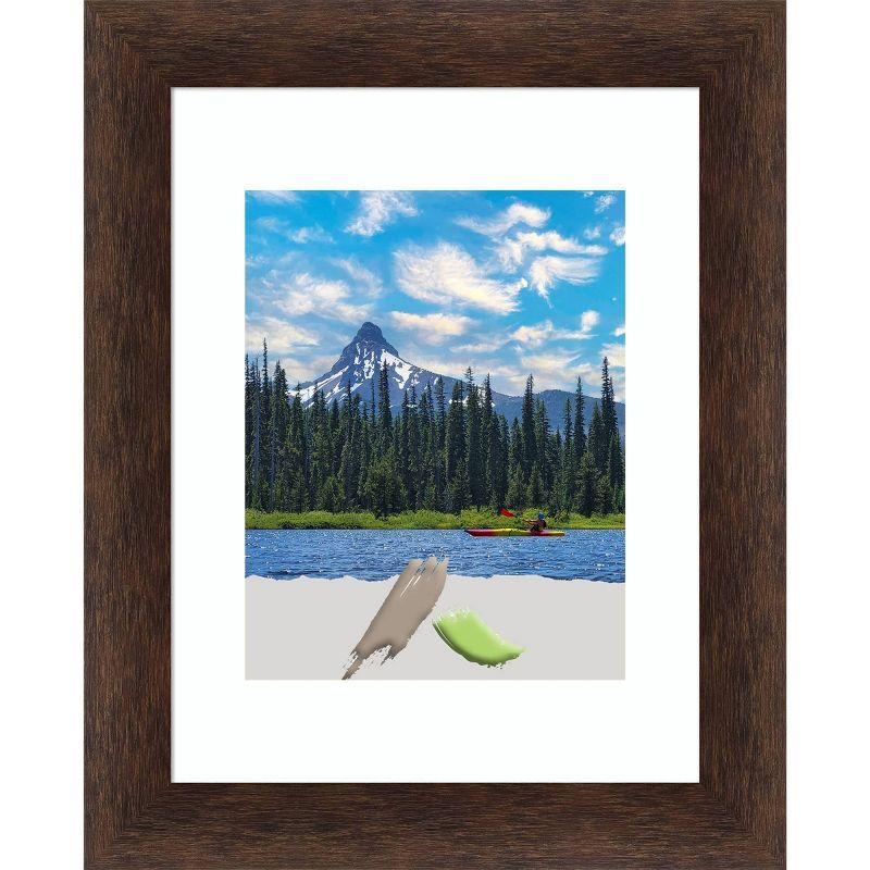 Warm Walnut Narrow Wood Picture Frame with White Mat