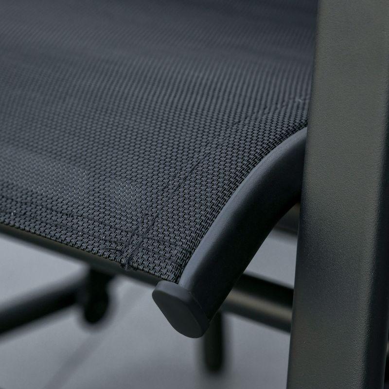 Outsunny Outdoor Glider Chairs with Coffee Table, Patio 2-Seat Rocking Chair Swing with Breathable Sling for Backyard, Garden and Porch, Black