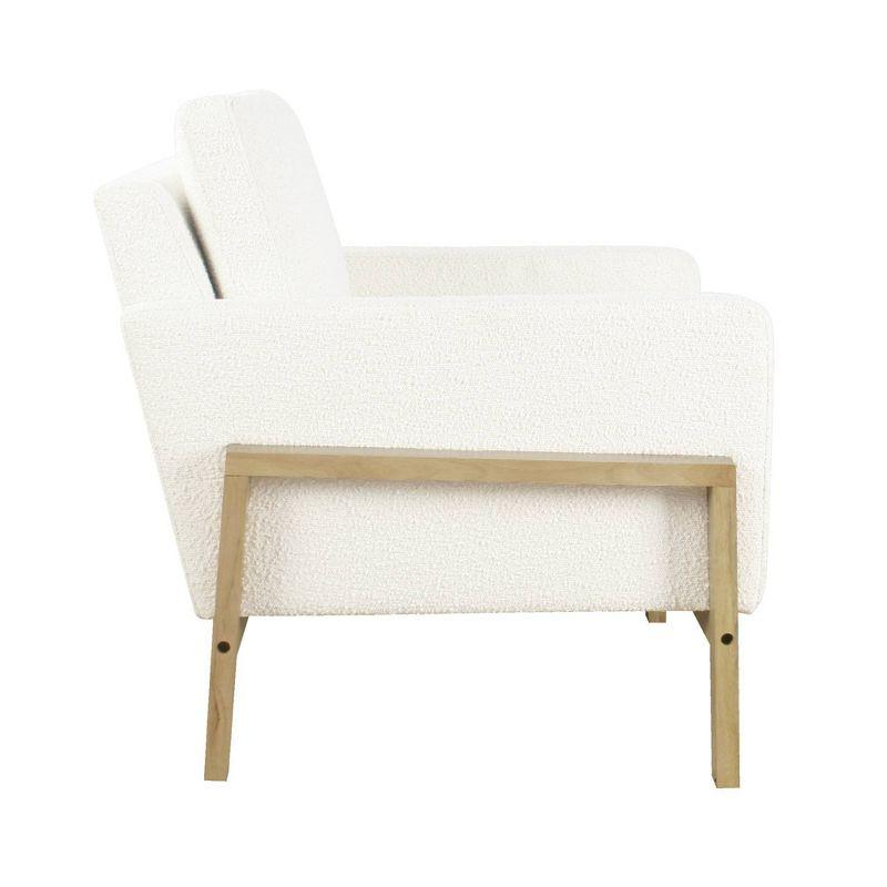 Cream White Boucle Wood Frame Accent Chair