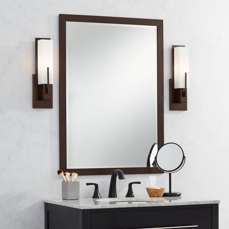 Possini Euro Design Metzeo Rectangular Vanity Wall Mirror Vintage Beveled Edge Oil Rubbed Bronze Metal Frame 26" Wide for Bathroom Bedroom Living Room