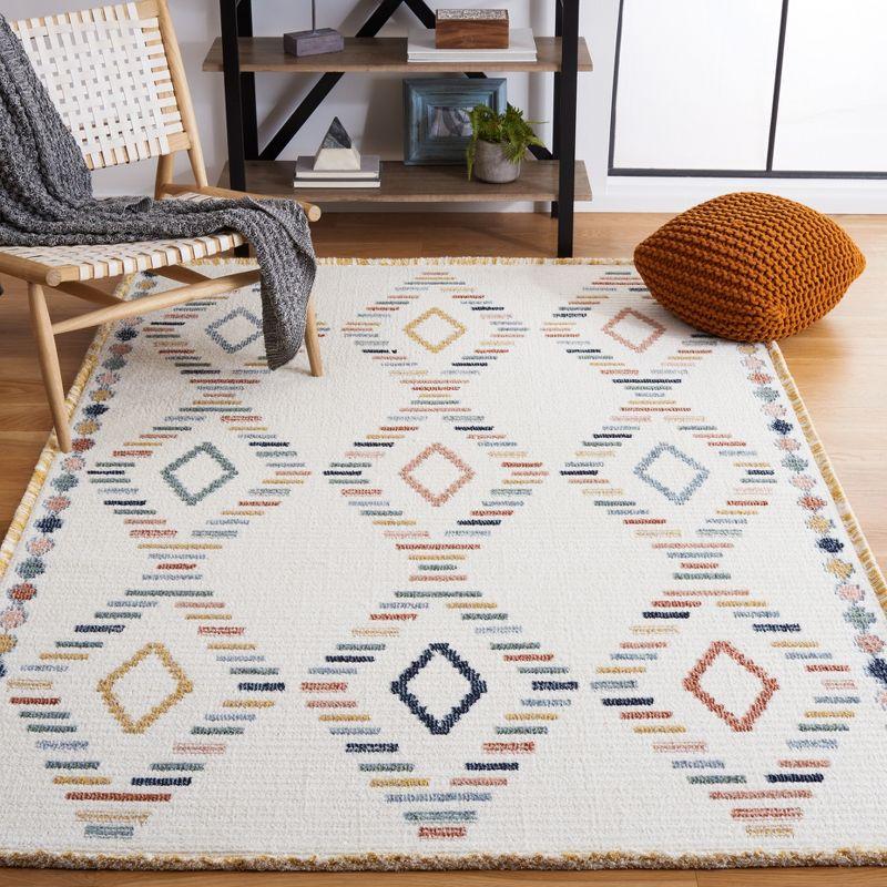 Ivory Multi Moroccan Hand-knotted Wool Area Rug