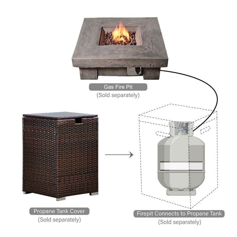 Dark Brown Wicker Propane Tank Cover Table