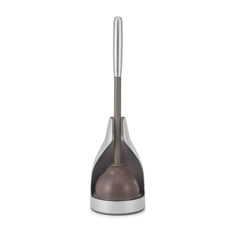 Brushed Stainless Steel Toilet Plunger Caddy Set