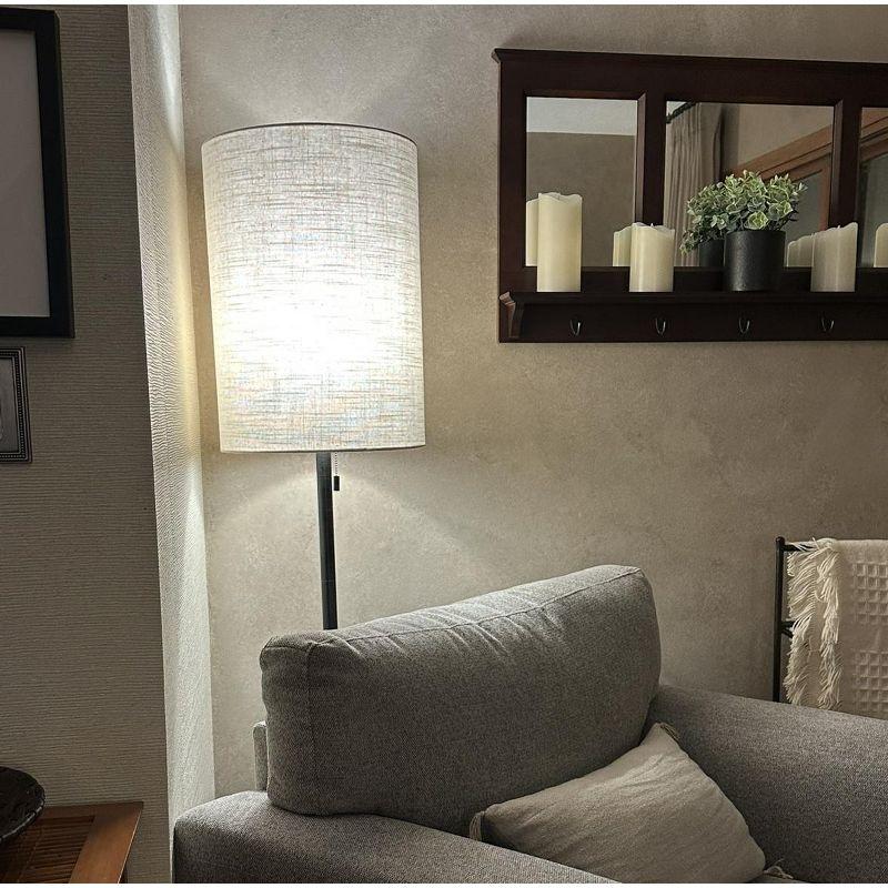 60.5" Liam Floor Lamp Golden Bronze - Adesso: Elegant Pull Chain, UL Listed, Beige Linen Shade