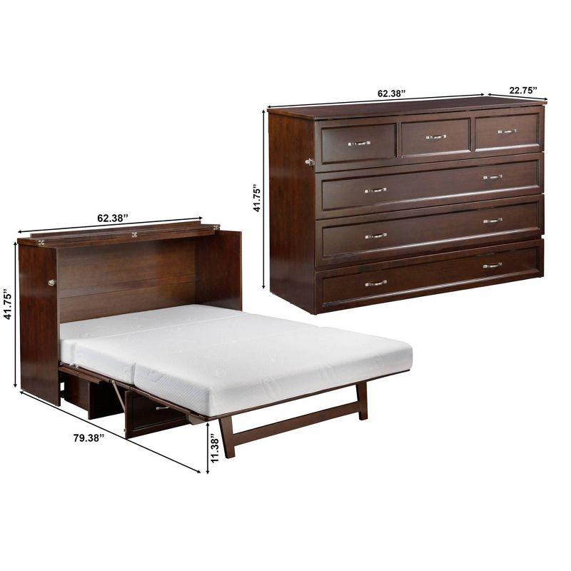 Queen Deerfield Murphy Bed Chest with Charging Station Walnut - AFI: Space-Saving Design, No Box Spring Needed